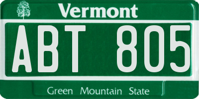 VT license plate ABT805