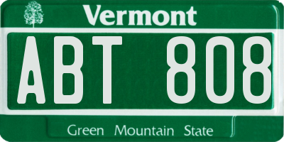 VT license plate ABT808