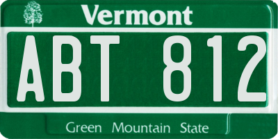 VT license plate ABT812