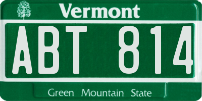 VT license plate ABT814