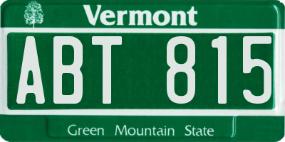 VT license plate ABT815