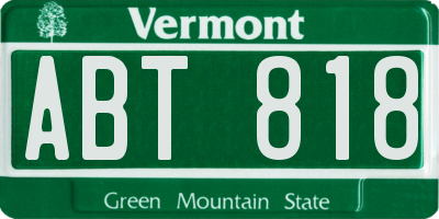 VT license plate ABT818