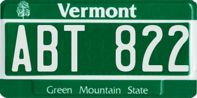 VT license plate ABT822