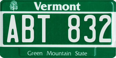 VT license plate ABT832