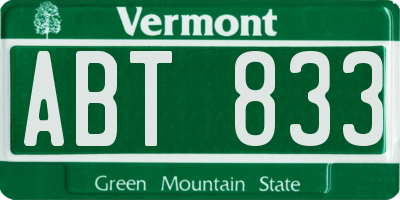 VT license plate ABT833