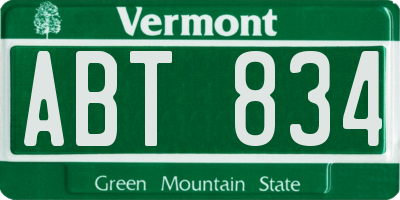 VT license plate ABT834