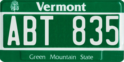 VT license plate ABT835