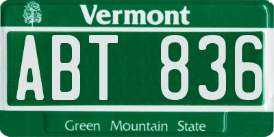 VT license plate ABT836