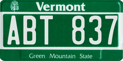 VT license plate ABT837