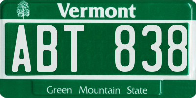 VT license plate ABT838