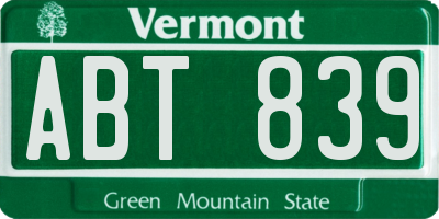 VT license plate ABT839