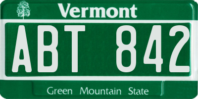 VT license plate ABT842