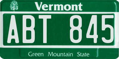 VT license plate ABT845