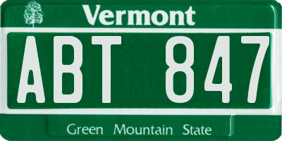 VT license plate ABT847