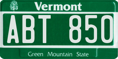 VT license plate ABT850