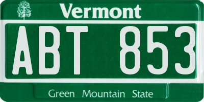 VT license plate ABT853