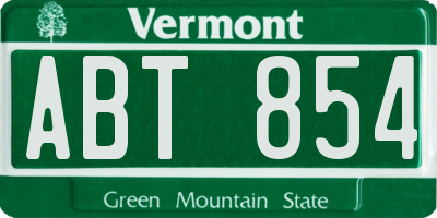 VT license plate ABT854