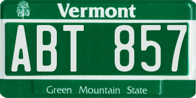 VT license plate ABT857