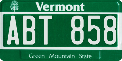 VT license plate ABT858