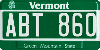 VT license plate ABT860