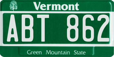 VT license plate ABT862