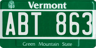 VT license plate ABT863