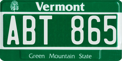 VT license plate ABT865