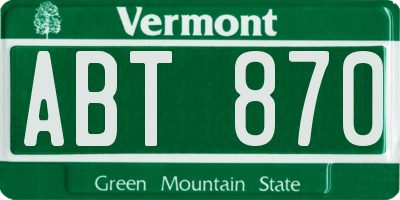 VT license plate ABT870