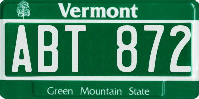 VT license plate ABT872