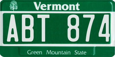 VT license plate ABT874