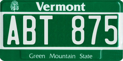 VT license plate ABT875