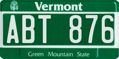VT license plate ABT876