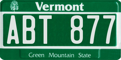 VT license plate ABT877