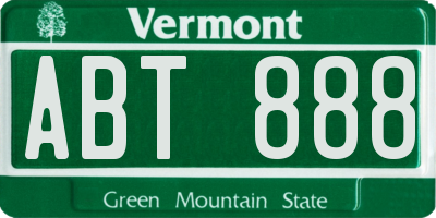 VT license plate ABT888