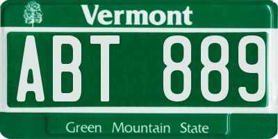 VT license plate ABT889
