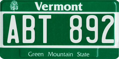 VT license plate ABT892