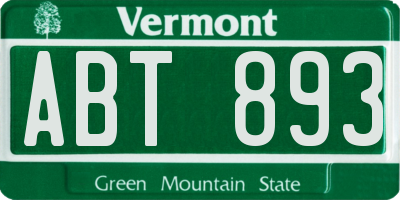 VT license plate ABT893