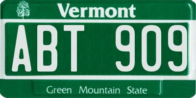VT license plate ABT909