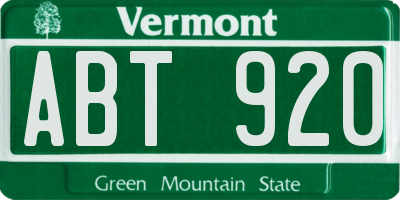 VT license plate ABT920