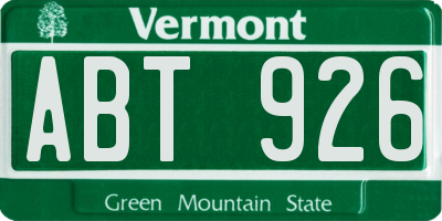 VT license plate ABT926