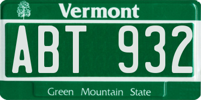 VT license plate ABT932