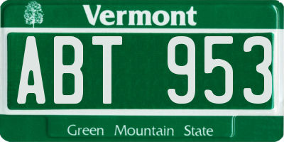 VT license plate ABT953
