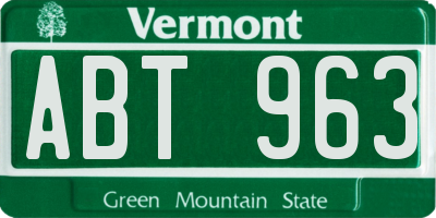 VT license plate ABT963