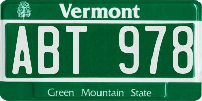 VT license plate ABT978