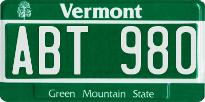VT license plate ABT980