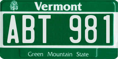 VT license plate ABT981