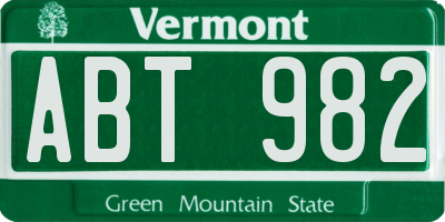 VT license plate ABT982