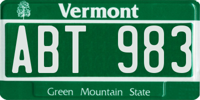 VT license plate ABT983