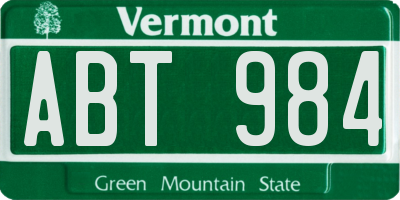 VT license plate ABT984
