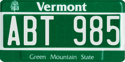 VT license plate ABT985